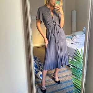 Flowy grey midi dress.